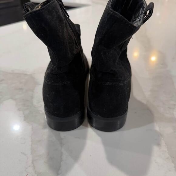 Style & Co Suede Low Calf Boots Black Womens 7.5 Ankle Booties Casual Minimalist - Picture 4 of 9